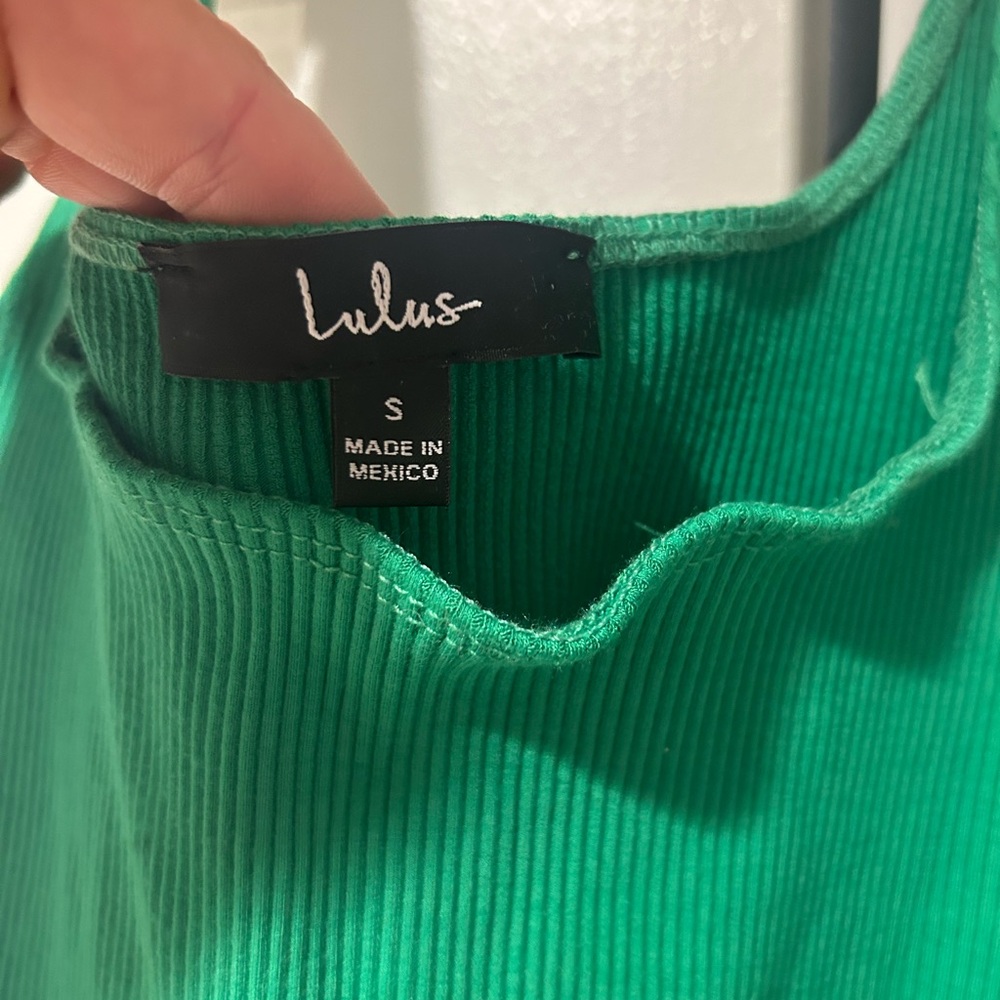 Lulu's Set For Life Green Ribbed Bodycon Two Piece Set - S - Picture 4 of 5
